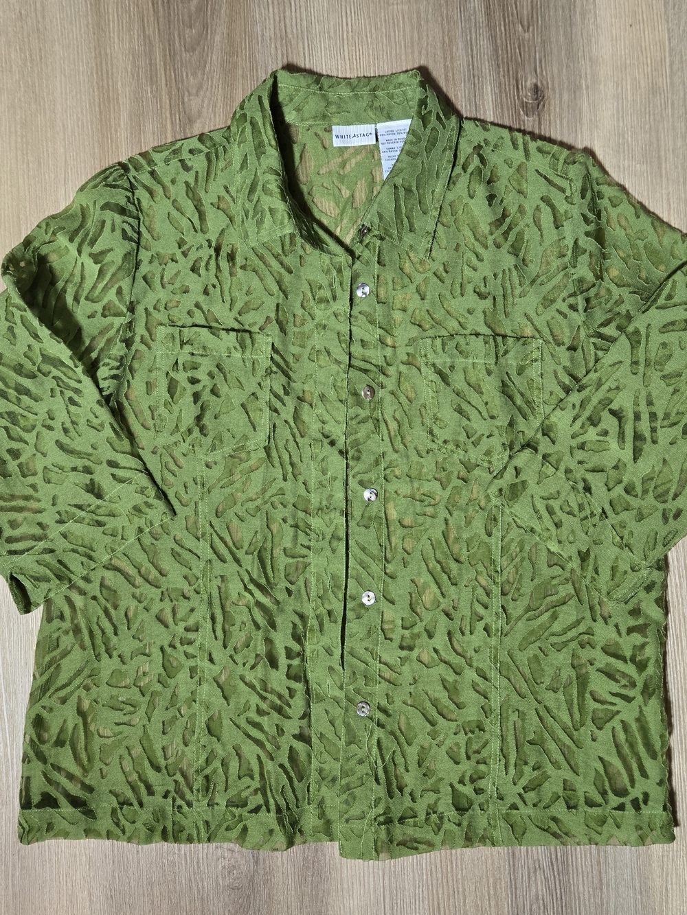 Vintage Green Textured Button-Down Shirt